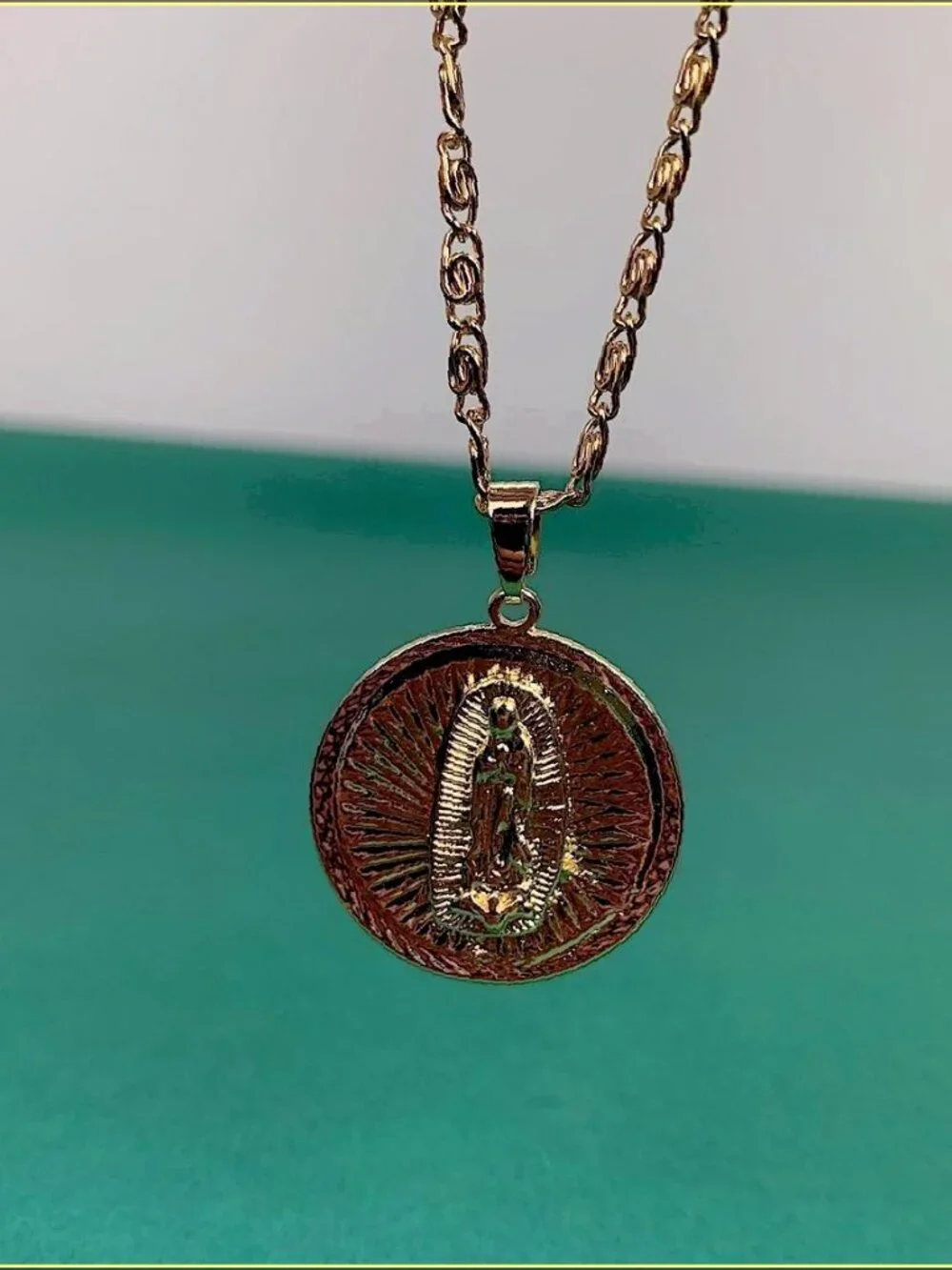Saint Marry big pendant y2k 90s style gold necklace chain